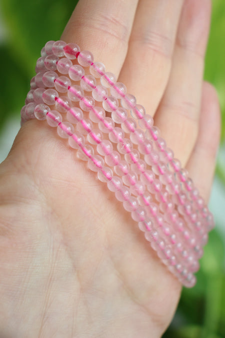Delicate small bead Rose Quartz bracelets 