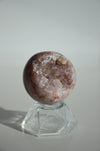 White and pink mini amethyst sphere with shimmering white druzy points