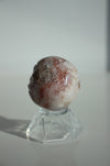 White and pink mini amethyst sphere with shimmering white druzy points