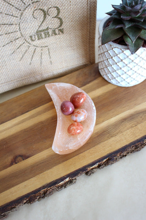 Peach Selenite Moon Bowls