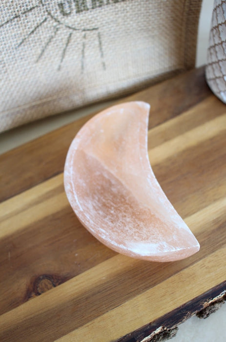 Peach Selenite Moon Bowls