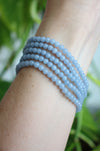 A stack of 5 beautiful pale blue Angelite bracelets. Dubai Crystals. 23 Urban.